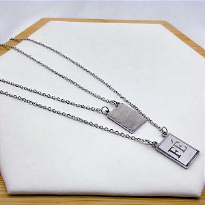 ESCAPULÁRIO AÇO INOX 50CM FÉ - PRATEADO