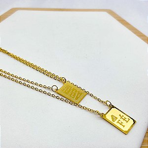 ESCAPULÁRIO AÇO INOX 50CM FÉ - DOURADO