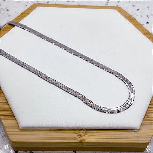 COLAR FITA / MALHA 3MM 45CM AÇO INOXIDÁVEL - PRATEADO
