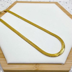 COLAR FITA / MALHA 3MM 45CM AÇO INOXIDÁVEL - DOURADO