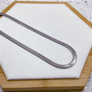 COLAR FITA / MALHA 4MM 45CM AÇO INOXIDÁVEL - PRATEADO
