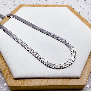 COLAR FITA / MALHA 6MM 45CM AÇO INOXIDÁVEL - PRATEADO