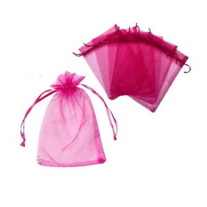 KIT 10 SAQUINHOS DE ORGANZA  7X9CM  P - PINK ESCURO