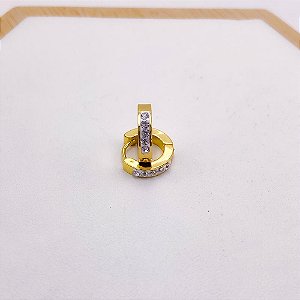 BRINCO  ARGOLINHA CLICK AÇO INOXIDÁVEL 1 FIO STRASS - DOURADO