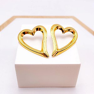 BRINCO  AÇO INOXIDÁVEL CORAÇÃO VAZADO - DOURADO