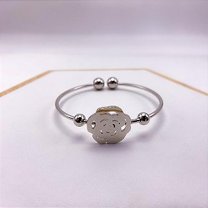 BRACELETE AÇO INOX FLOR - PRATEADO