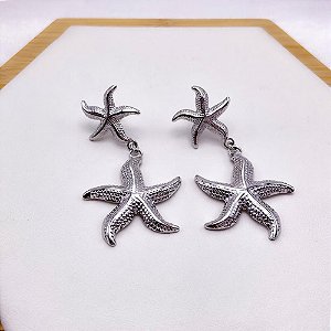BRINCO AÇO INOXIDÁVEL ESTRELA DO MAR COM DETALHES - PRATEADA