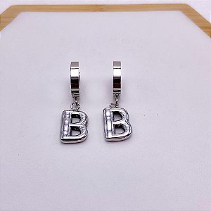 BRINCO ARGOLINHA CLICK AÇO INOXIDÁVEL LETRAS - PRATEADO Modelo:B