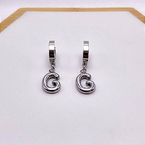 BRINCO ARGOLINHA CLICK AÇO INOXIDÁVEL LETRAS - PRATEADO Modelo:G