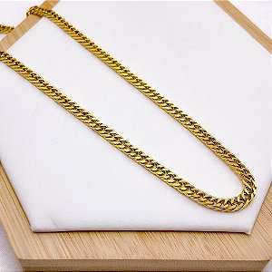 CORRENTE AÇO INOXIDÁVEL 60CM GRUMET DUPLA 1.0 MM - DOURADA