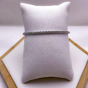 PULSEIRA AÇO INOX TRIGO 3.0MM 22 CM - PRATEADA