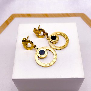 BRINCO AÇO INOXIDÁVEL INSPIRE-SE PINGENTE PRETO - DOURADO