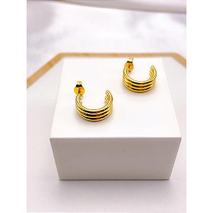 BRINCO AÇO INOXIDÁVEL ARGOLINHA 3 FIOS - DOURADA