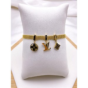 PULSEIRA AÇO INOXIDÁVEL PINGENTES  INSPIRE-SE  - DOURADA