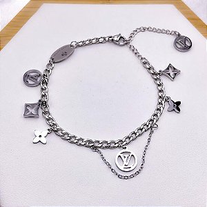 PULSEIRA AÇO INOXIDÁVEL PINGENTES INSPIRE-SE - PRATEADA