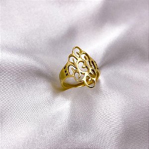 ANEL  AÇO INOXIDÁVEL ARABESCOS VAZADOS - DOURADO