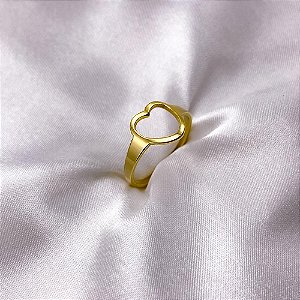 ANEL  AÇO INOXIDÁVEL CORAÇÃO VAZADO - DOURADO