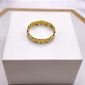 ANEL  AÇO INOXIDÁVEL ESTILO ALIANÇA CORAÇÕES - DOURADO