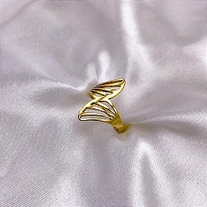 ANEL AÇO INOXIDÁVEL DETALHES  VAZADO - DOURADO