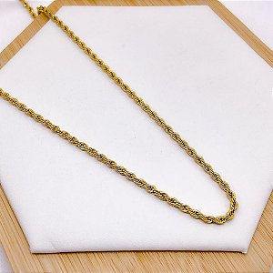CORRENTE AÇO INOXIDÁVEL 60CM CORDÃO BAIANO 3.0MM - DOURADA