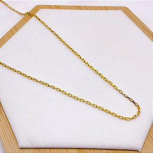 CORRENTE AÇO INOXIDÁVEL 60CM TIJOLINHO 2MM - DOURADA