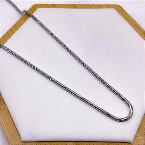 CORRENTE CORDÃO AÇO INOXIDÁVEL 50CM RABO DE RATO 2.4MM - PRATEADA