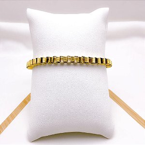 PULSEIRA AÇO INOXIDÁVEL 20CM ELO VENEZIANA 5.0MM - DOURADA