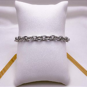 PULSEIRA AÇO INOXIDÁVEL 20CM ELO CADEADO  REDONDO 1.8MM - PRATEADA