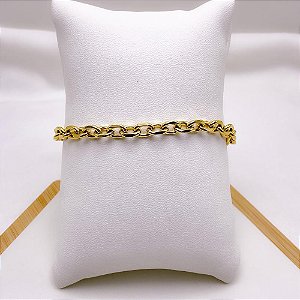 PULSEIRA AÇO INOXIDÁVEL 20CM ELO CADEADO  REDONDO 1.6MM - DOURADA