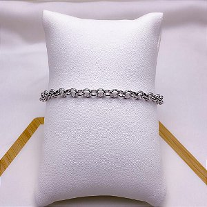 PULSEIRA AÇO INOXIDÁVEL 20CM ELO REDONDO 5.0MM - PRATEADA