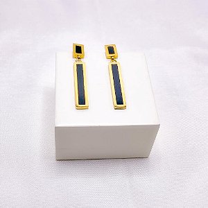 BRINCO AÇO INOXIDÁVEL GEOMÉTRICO PRETO - DOURADO