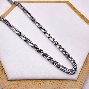 CORRENTE AÇO INOX  GRUMET DUPLA 1,2MM  60CM - PRATEADA