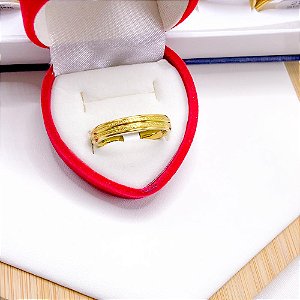 ALIANCA ACO INOXIDAVEL DIAMANTADA  4MM - DOURADA (UNIDADE)