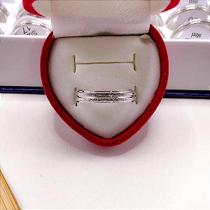 ALIANCA ACO INOXIDAVEL DIAMANTADA  4MM - PRATEADA (UNIDADE)