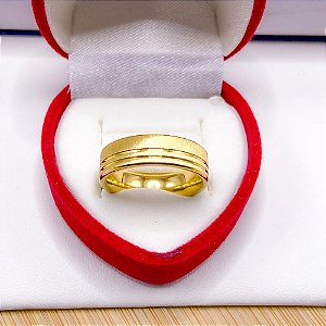 ALIANCA ACO INOXIDAVEL 2 FRISOS DIAMANTADA  6MM - DOURADA (UNIDADE)