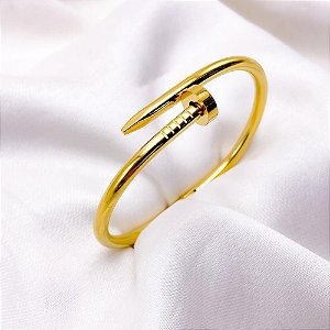 BRACELETE AÇO INOXIDÁVEL PREGO - DOURADO