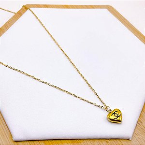 COLAR AÇO INOXIDÁVEL 45 CM PINGENTE CORAÇÃO INSPIRE-SE - DOURADO