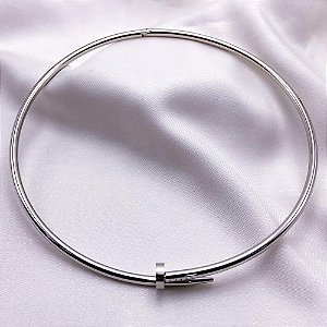 COLAR AÇO INOXIDÁVEL ARO RÍGIDO PREGO - PRATEADO