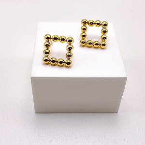 BRINCO AÇO INOXIDÁVEL  GEOMÉTRICO BOLINHAS - DOURADO