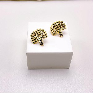 BRINCO AÇO INOXIDÁVEL  ÁRVORE BOLINHAS - DOURADO