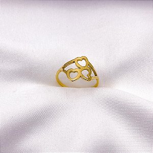 ANEL ACO INOXIDAVEL 3 CORAÇÕES - DOURADO (UNIDADE)