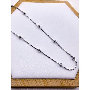 COLAR AÇO INOXIDÁVEL 45 CM BOLINHAS - PRATEADO