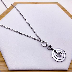 COLAR AÇO INOXIDÁVEL 45 CM PINGENTE MEDALHA INSPIRE-SE - PRATEADO