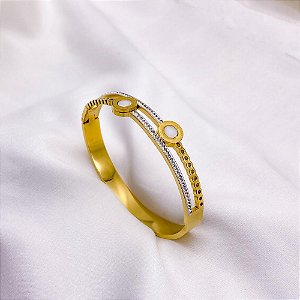 BRACELETE AÇO INOXIDÁVEL PEROLADO - DOURADO