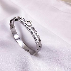 BRACELETE AÇO INOXIDÁVEL PEROLADO - PRATEADO