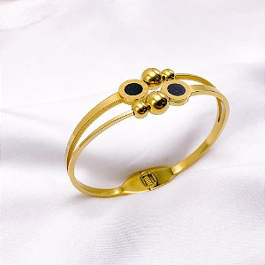 BRACELETE AÇO INOXIDÁVEL PRETO - DOURADO