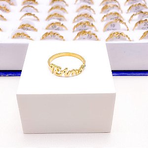 ANEL DE AÇO INOXIDÁVEL TE AMO - DOURADO