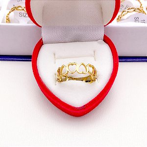 ANEL DE AÇO INOXIDÁVEL CORAÇÕES - DOURADO