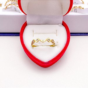 ANEL DE AÇO INOXIDÁVEL ONDA CRAVEJADO  - DOURADO