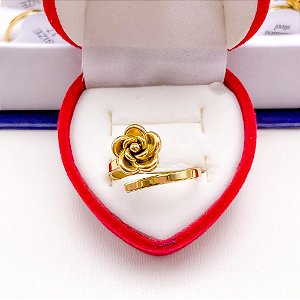 ANEL DE AÇO INOXIDÁVEL  FLOR - DOURADO